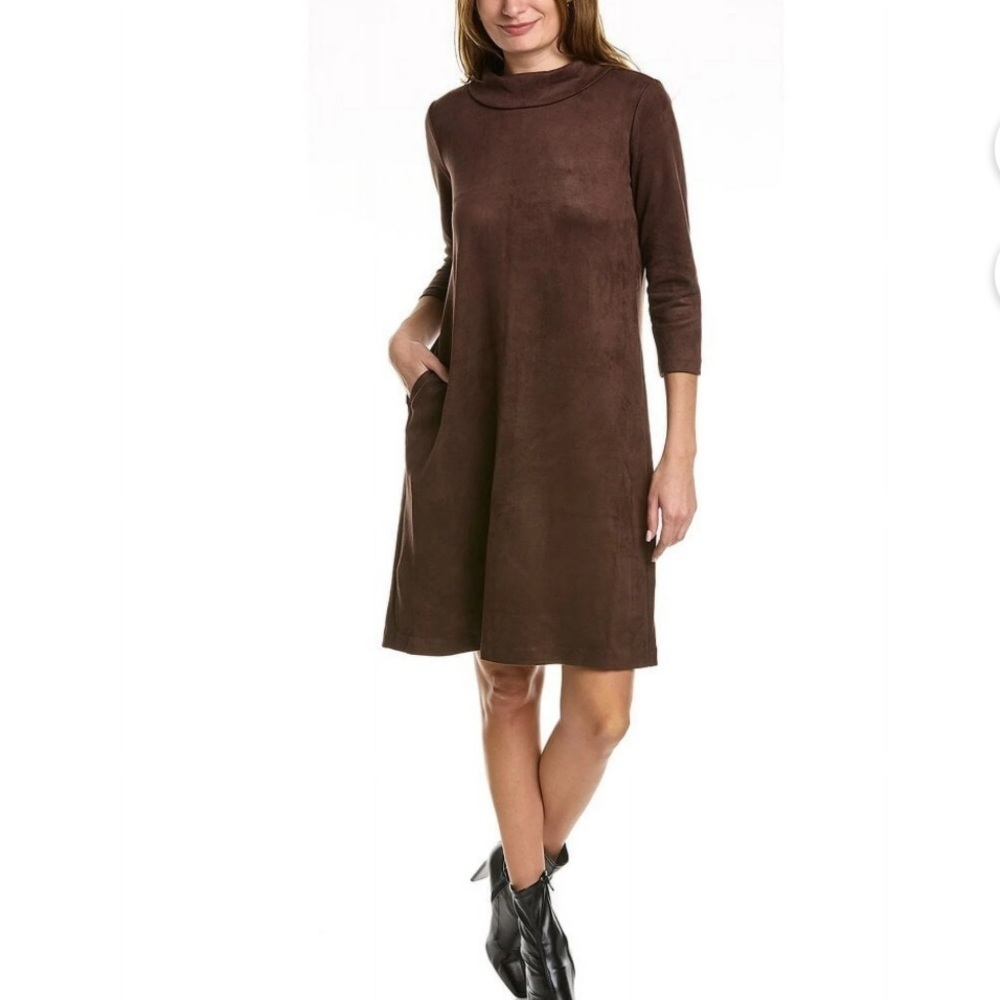 J.Mclaughlin Brown Faux Suede Lenka Shift Dress Women's Small